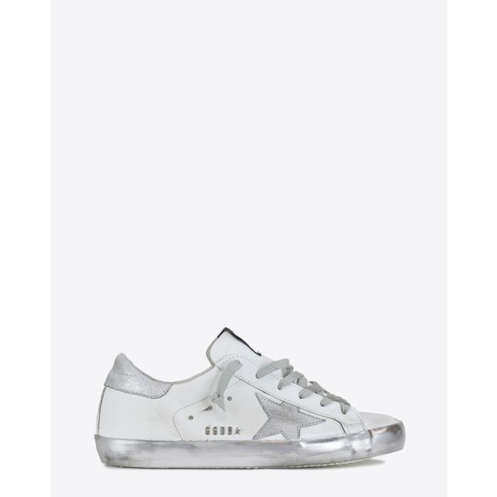 Golden Goose Woman Permanent Sneakers Superstar - White - Silver Star Sparkle 