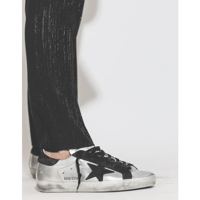 Golden Goose Woman Permanent Sneakers Superstar - Silver Black leather 
