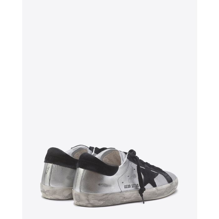 Golden Goose Woman Permanent Sneakers Superstar - Silver Black leather 
