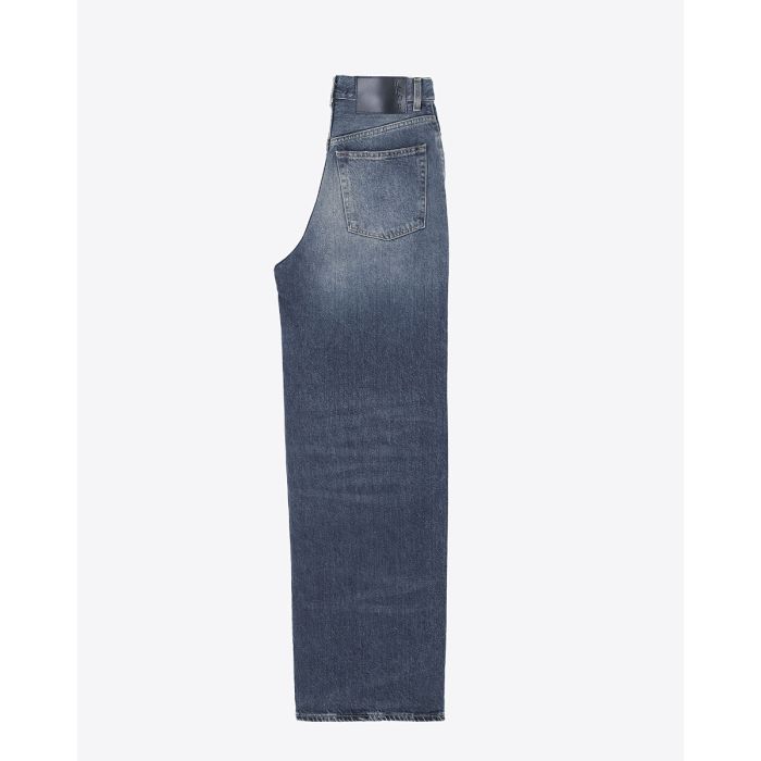 Jean large Candy Haikure en denim bleu délavé Intense Blue. Vue de profil.