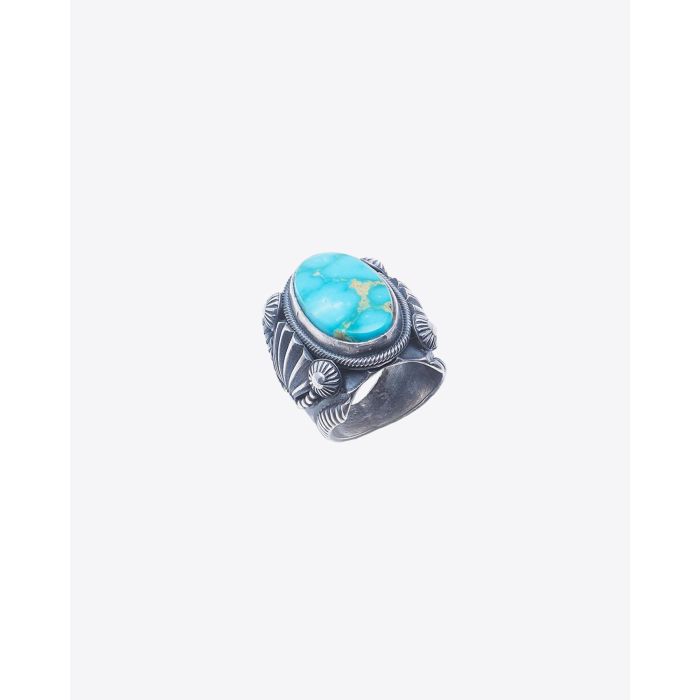 Harpo Bague Chevalière Argent noirci & Turquoise - BACANTH17