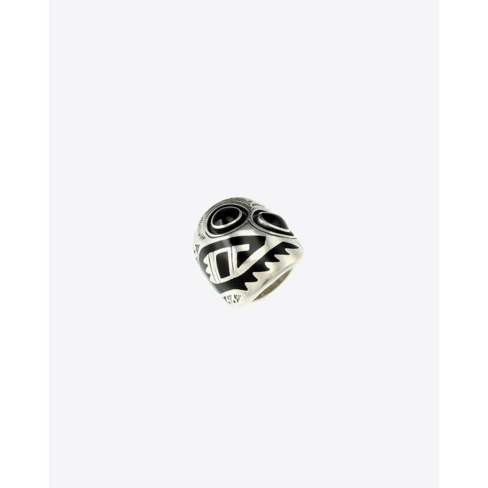 Harpo Bague Navajo Inlay Masque incrustation Résine Noire R184