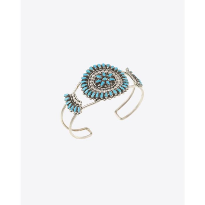 Harpo Bracelet Zuni Rosace Turquoises serties sur Argent patiné - BRT4 