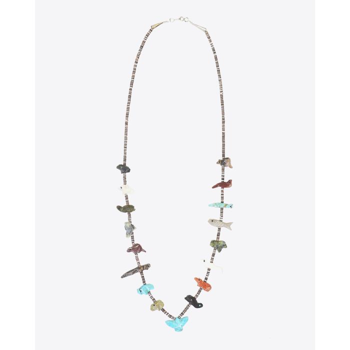 Harpo Collier fétiches animaux scupltés en pierres (turquoises