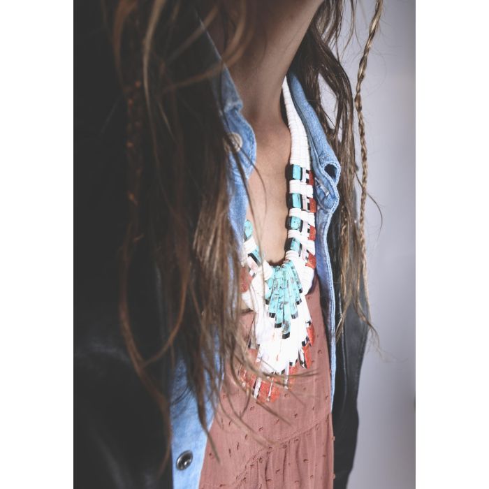 Harpo Collier Seven Fingers Turquoise Gorgonne et Coquillages 