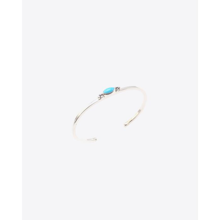Harpo Jonc fin Argent poli & Turquoise grain de riz - H16