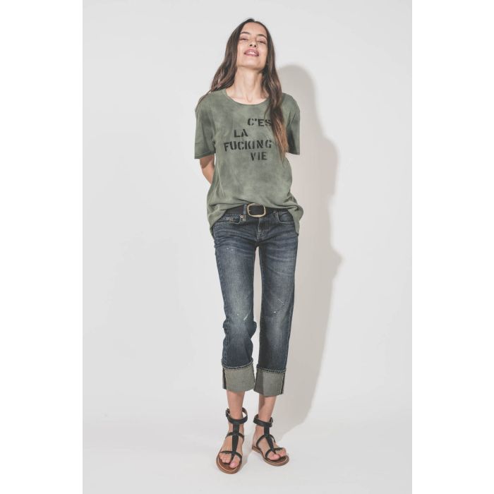 Ceinture large en cuir noir boucle effet laiton doré Dara Isabel Marant. Porté avec un jean taille basse R13.
