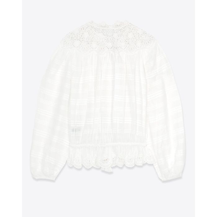 Chemise Polly Isabel Marant Étoile en voile de coton et dentelle blanche. Vue de dos. 