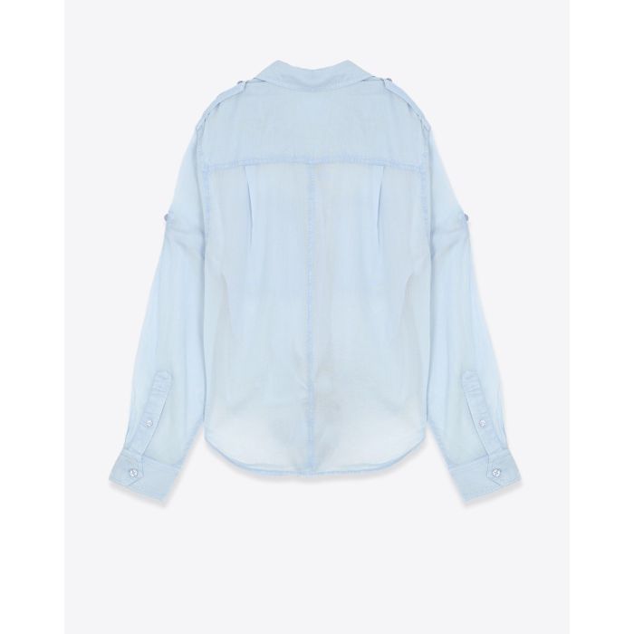 Chemise Valiane Isabel Marant Etoile en voile de coton bleu clair. Vue de dos.
