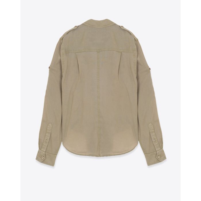 Chemise à nouer Valiane Isabel Marant Etoile en voile de coton kaki clair. Vue de dos.