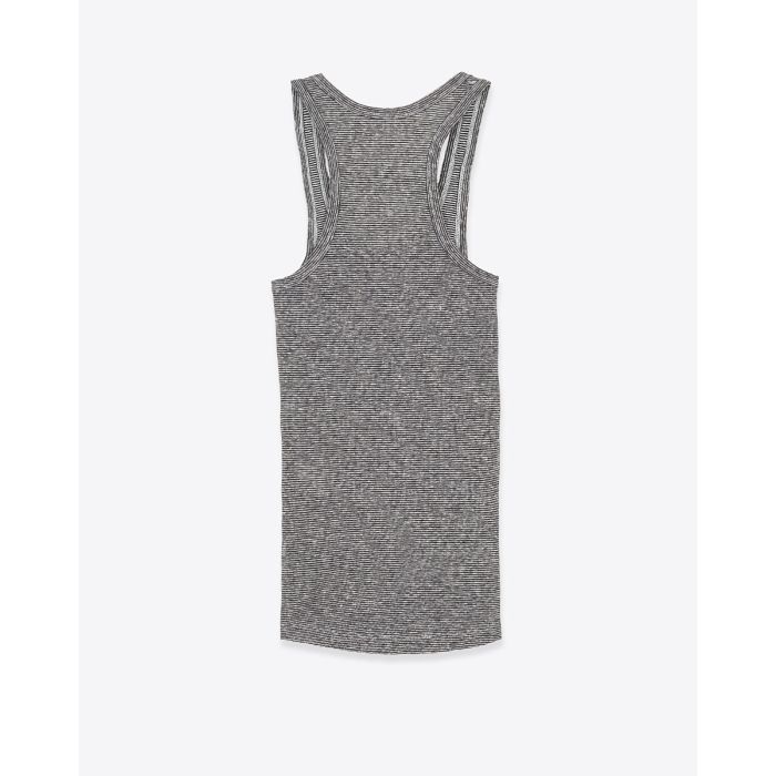 Débardeur Théa Isabel Marant Etoile à rayures noires et blanches en coton et lin. Vue de dos.