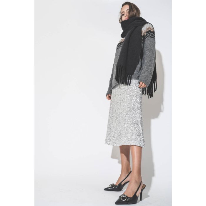 Echarpe à franges en alpaga noir Firny Isabel Marant Etoile.