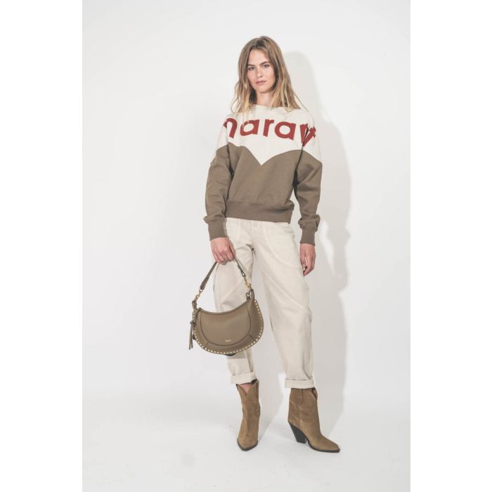 Jean Catarina Isabel Marant en toile de coton écru. Porté de face.