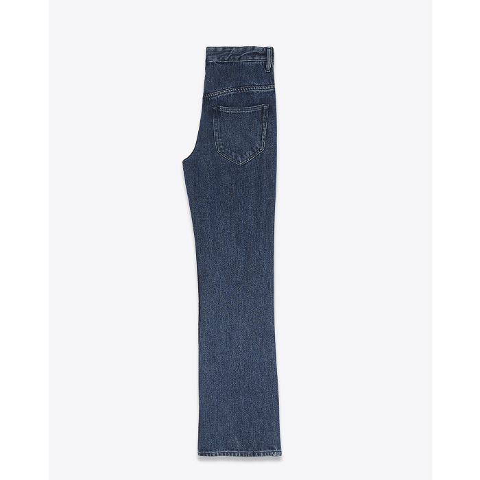 Jean droit en coton bleu Belvira Isabel Marant Etoile. Profil.
