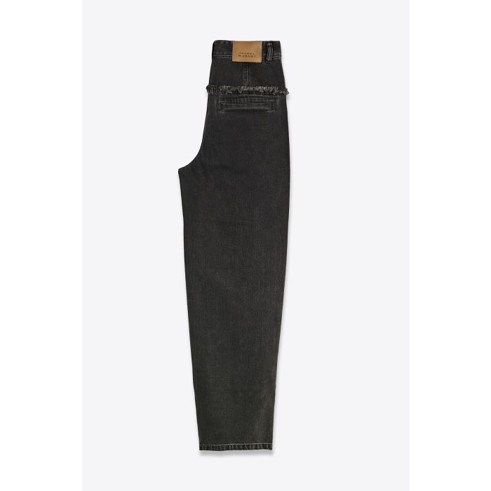 Jean large Iniza Isabel Marant Etoile en denim noir délavé Faded Black vue de dos.