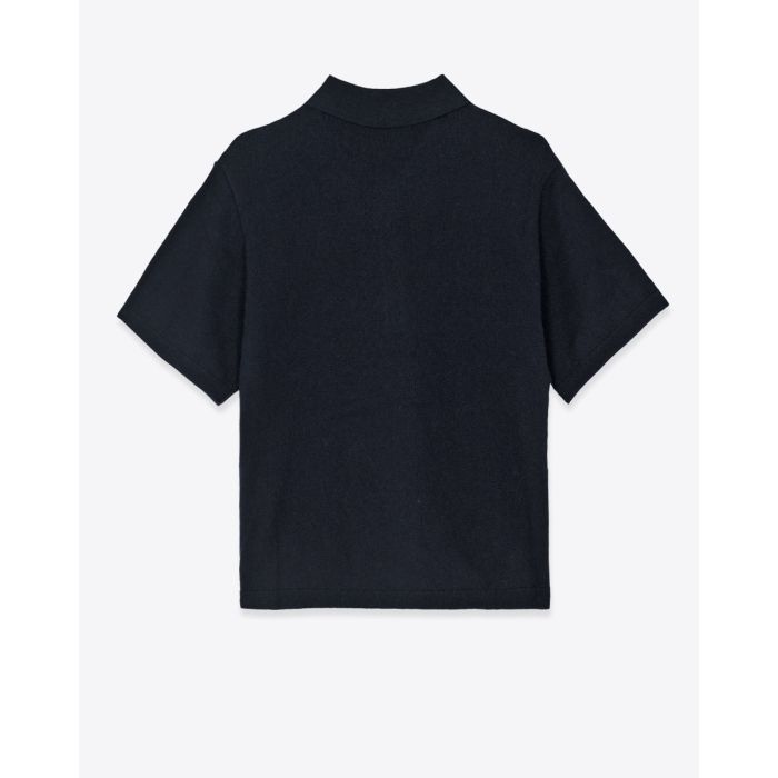 Polo Althéa Isabel Marant Étoile en laine et coton bleu nuit. Vue de dos.