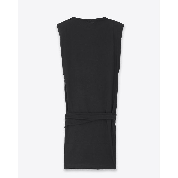 Robe courte drapée Marielle Isabel Marant Etoile en jersey de coton noir. Dos.