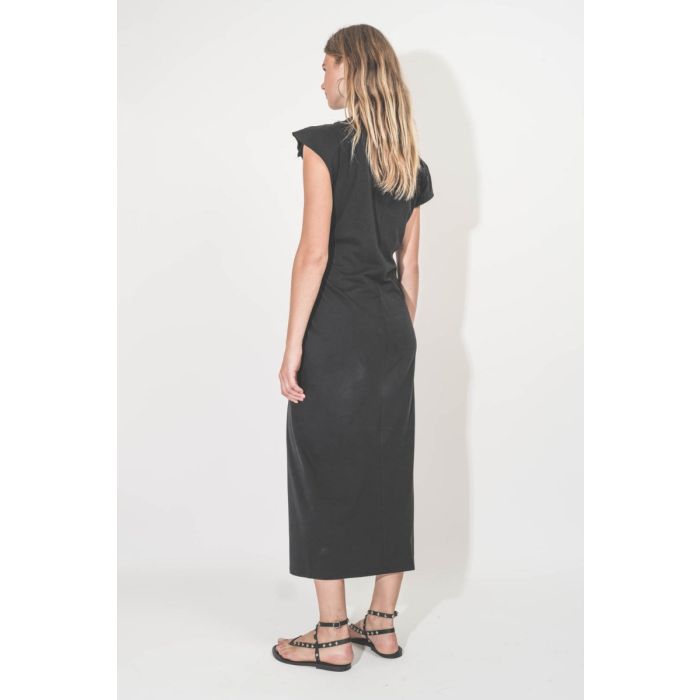 Robe Nadela Isabel Marant Etoile en jersey de coton noir. Portée de dos.