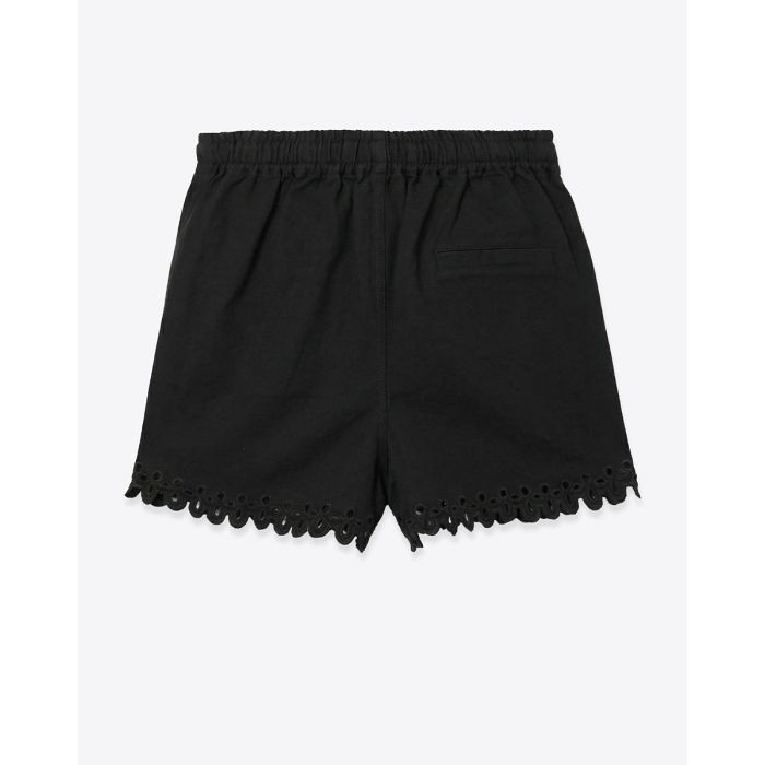 Short Balyme Isabel Marant Etoile en coton noir et broderies ajourées, vu de dos.