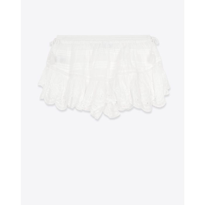 Short Puria Isabel Marant Etoile en voile de coton et de dentelle blanc. Vue de dos.