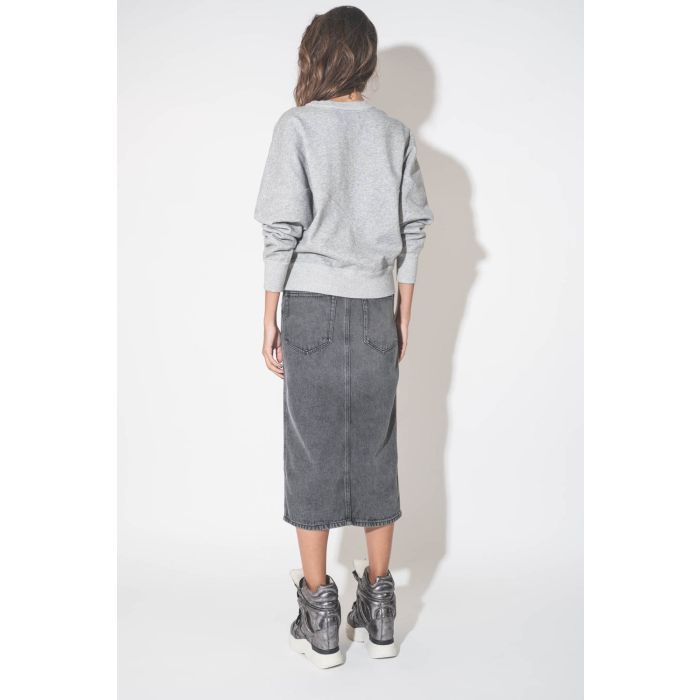 Sweatshirt manches chauve-souris logo Marant à paillettes gris chiné Houston Isabel Marant Etoile. Porté de dos. 