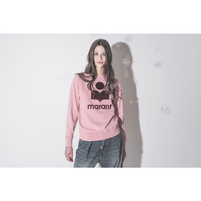 Sweatshirt Millyny Isabel Marant Étoile en coton rose logo Marant en velours bordeaux. Dans les bulles.