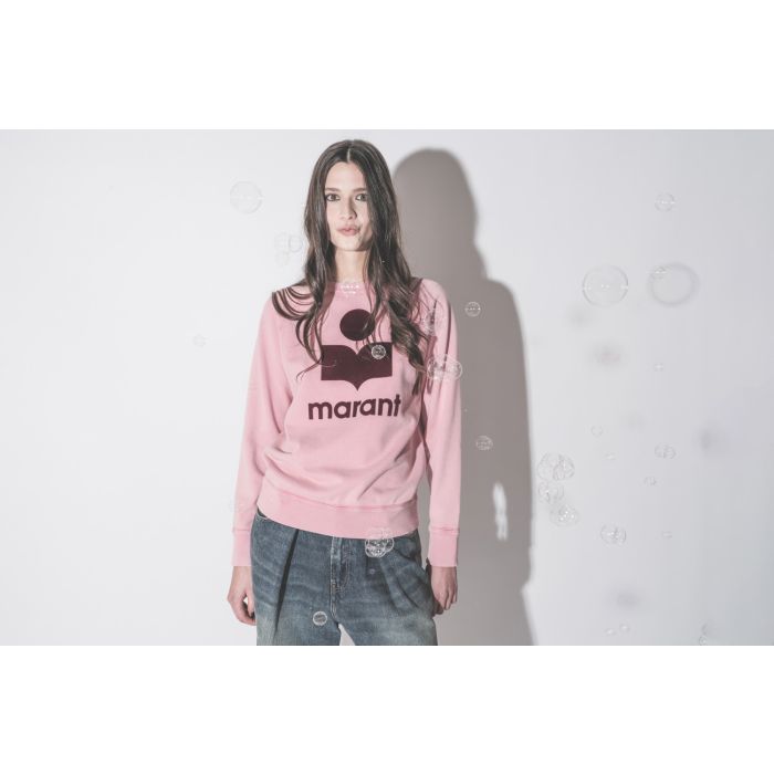 Sweatshirt Millyny Isabel Marant Étoile en coton rose logo Marant en velours bordeaux. Délire bulles.