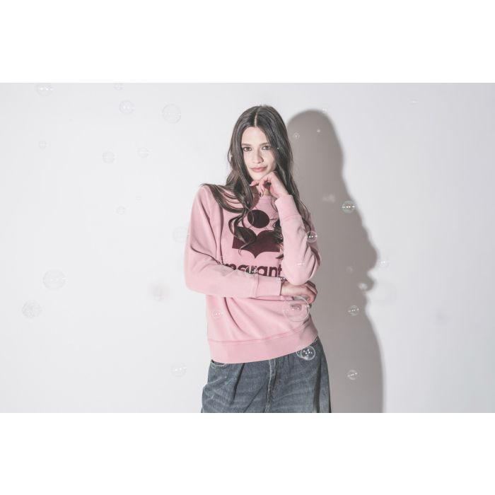 Sweatshirt Millyny Isabel Marant Étoile en coton rose logo Marant en velours bordeaux.
