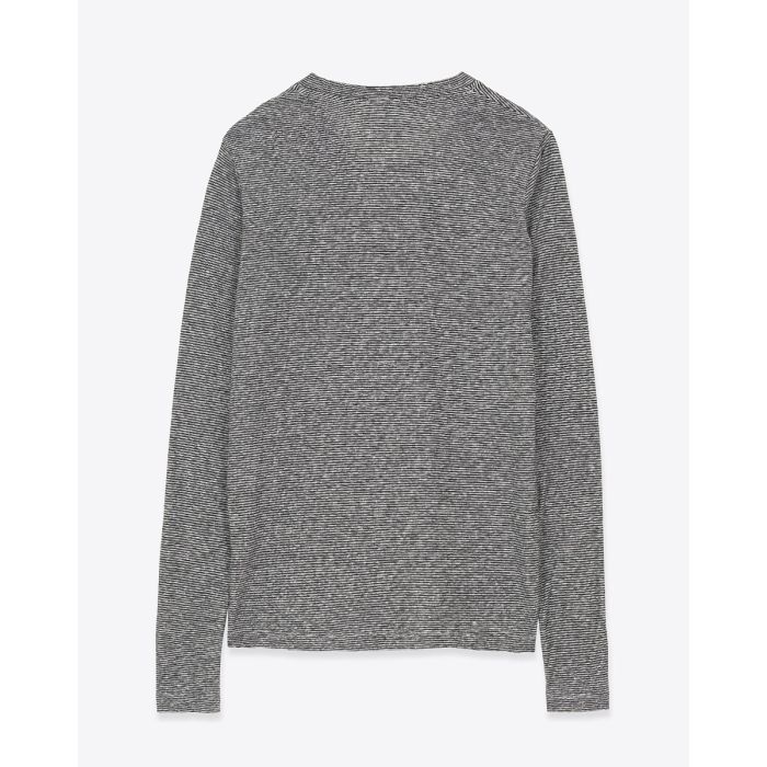 T-Shirt manches longues Kaaron Isabel Marant Etoile à rayures noires et blanches en coton et lin. Vue de dos.