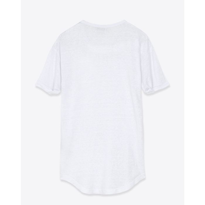 T-shirt Koldia Isabel Marant Étoile en lin blanc, logo doré au-dessus de la poitrine. Vue de dos.