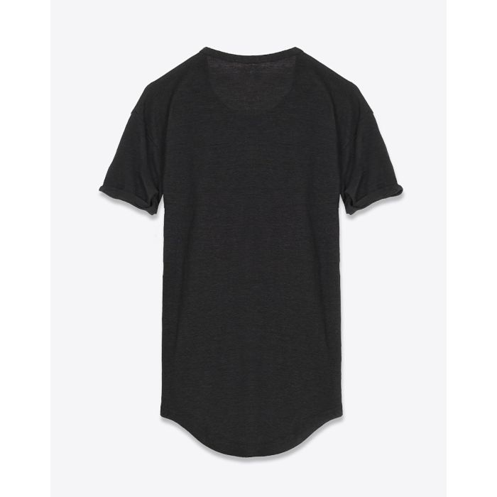 T-shirt à manches courtes Koldia Marant Étoile en lin noir, logo argent au-dessus de la poitrine. Vue de dos.
