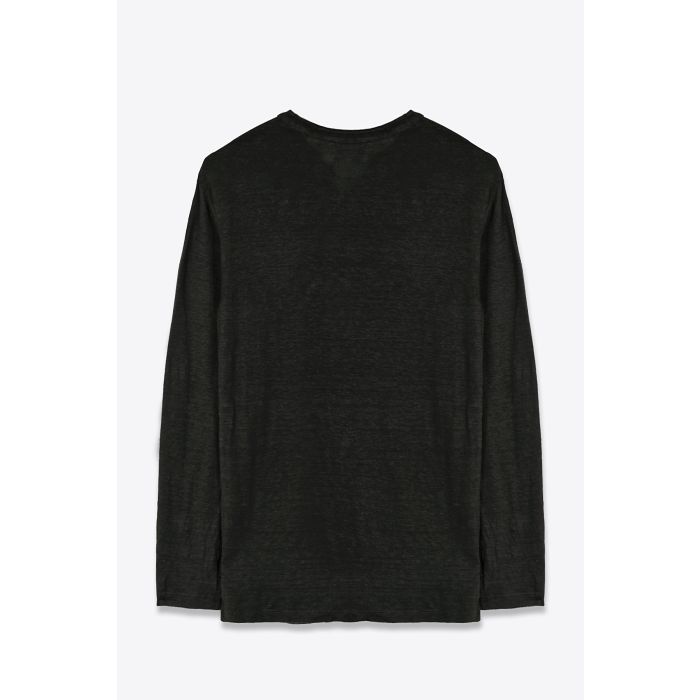 Tee-shirt manches longues col tunisien Lucy Isabel Marant Etoile en lin noir vue de dos.