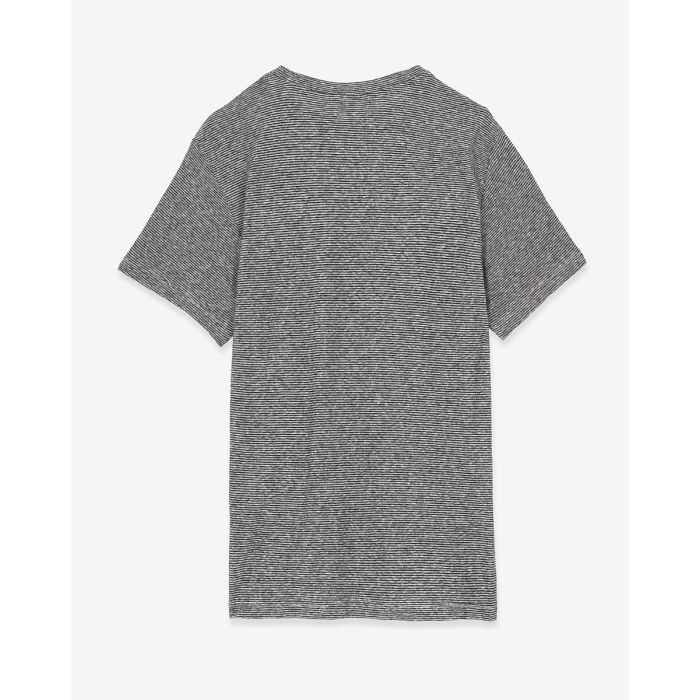 T-shirt Zewel Isabel Marant Etoile à rayures noires et blanches en coton et lin. Vue de dos.