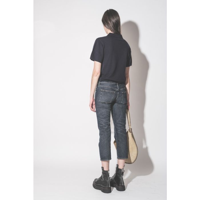 Polo Althea Isabel Marant en coton et laine bleu nuit, porté de dos.