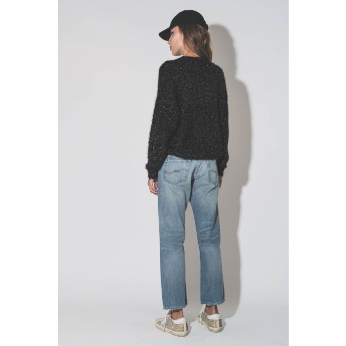 Pull en maille noir brillante Sayers Isabel Marant Etoile. Porté de dos. 