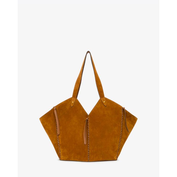 Sac cabas Tampa Isabel Marant en cuir suédé cognac. Vue de dos.