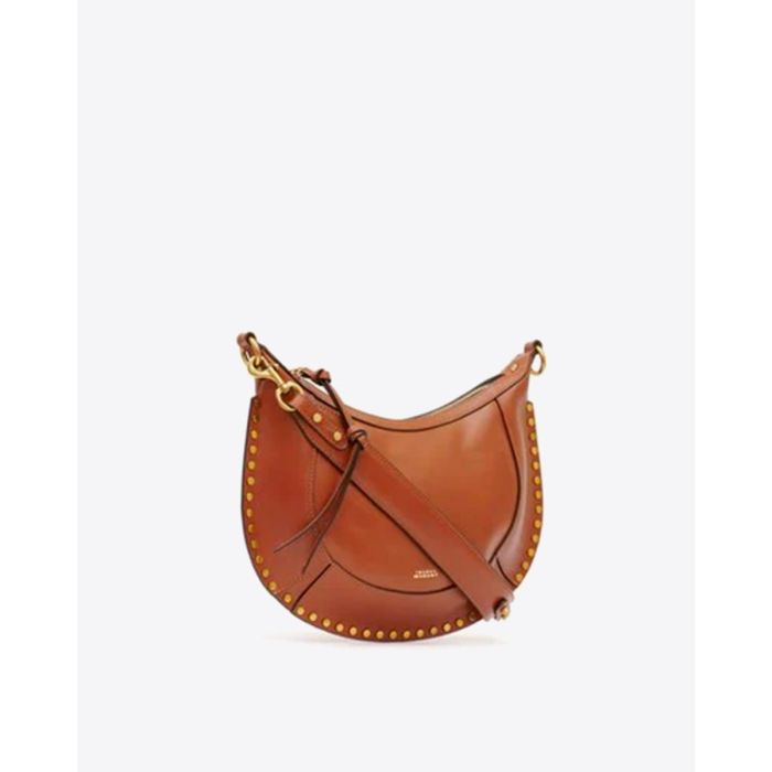 Sac Naoko Isabel Marant en cuir lisse cognac. Vue profil.