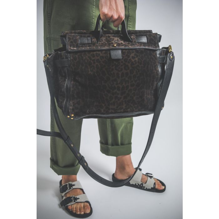 Jérôme Dreyfuss Collection Sac Carlo M Split Suede Leopard Kaki  