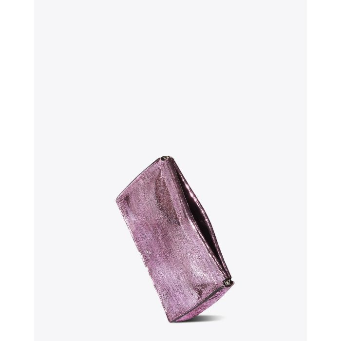 Jérôme Dreyfuss Accessoires Pré-Collection Clic Clac L Goatskin Lamé Rose  