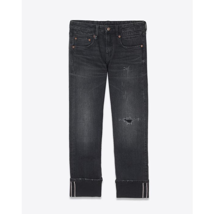  Jean R13 Denim Boy Straight en denim Atlas Selvedge Noir 