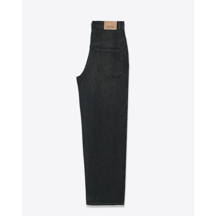 Jean large à pinces Rodayna Isabel Marant en lyocell Durty Blue. Vue de profil.