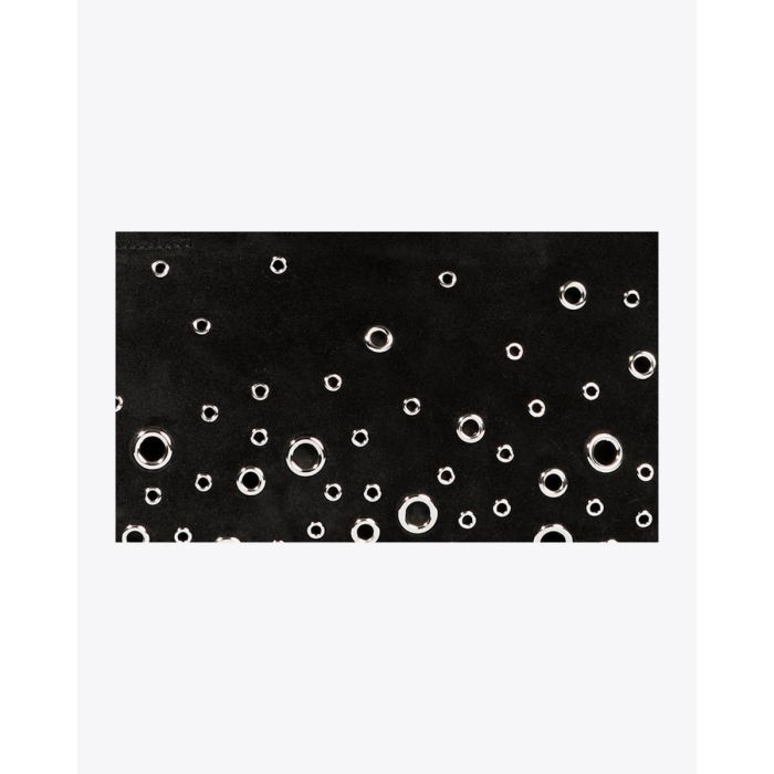 Cuir suédé noir avec des oeillets incrustés en métal argenté Jérôme Dreyfuss.