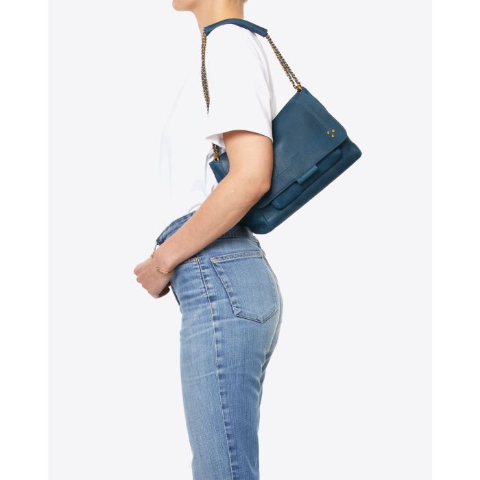 Jérôme Dreyfuss Sac Lulu L Chèvre Noircie Night Blue 