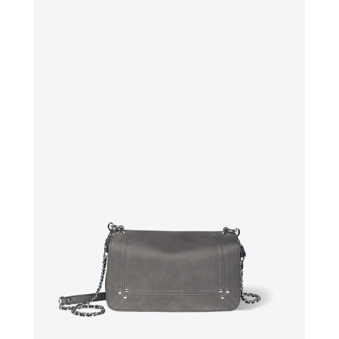 Sac Bobi Jérôme Dreyfuss en cuir anthracite. Vue face .