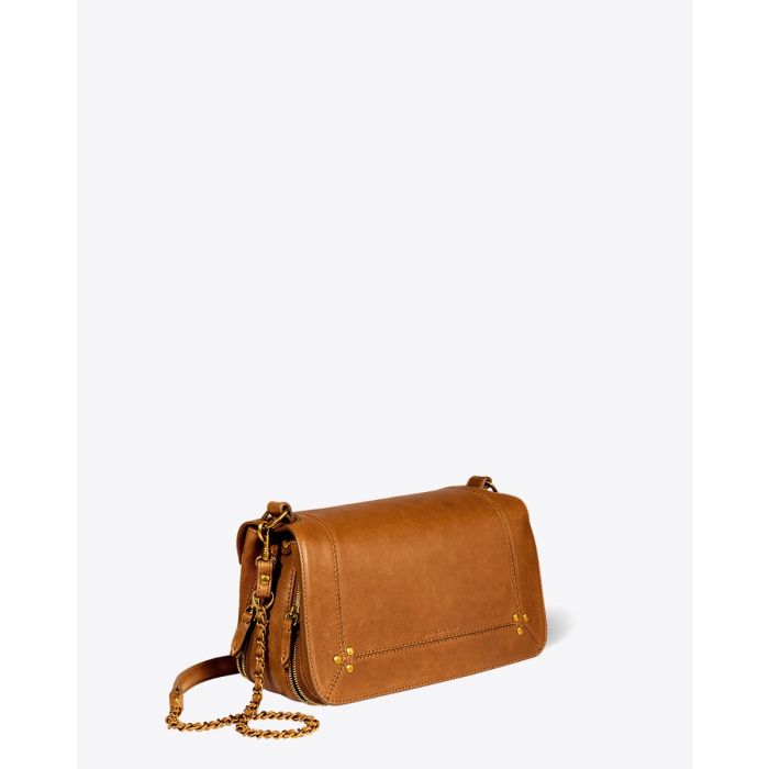 Sac Bobi Jérôme Dreyfuss en cuir d'agneau camel. Vue de profil.