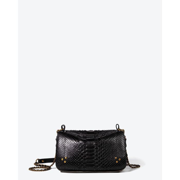 Sac bandoulière chaine Bobi python noir Jérôme Dreyfuss.