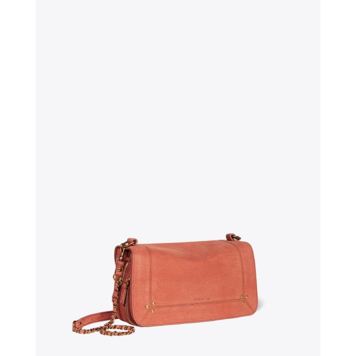 Sac Bobi Jérôme Dreyfuss en cuir imprimé croco terracotta. Vue profil. 
