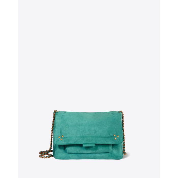 Sac moyen format Lulu M Jérôme Dreyfuss en cuir imprimé croco agave. Vue face.

