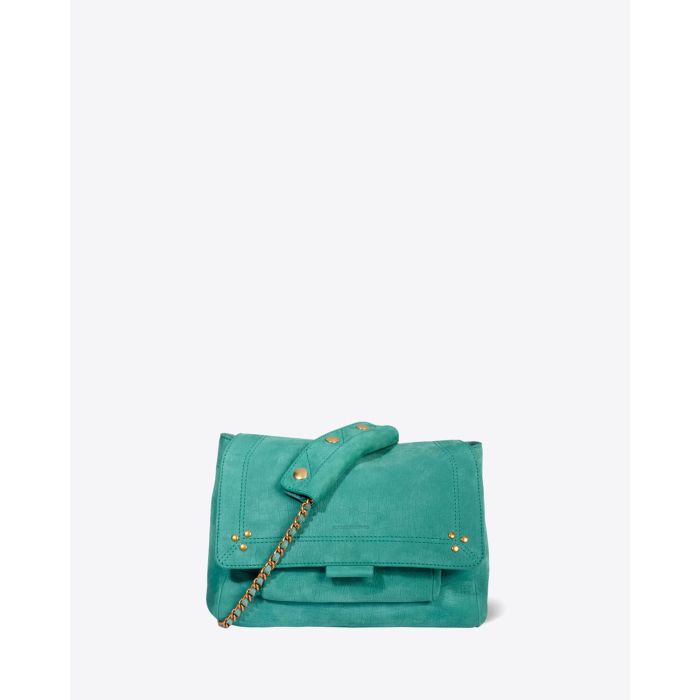 Sac moyen format Lulu M Jérôme Dreyfuss en cuir imprimé croco agave. Vue face. 
