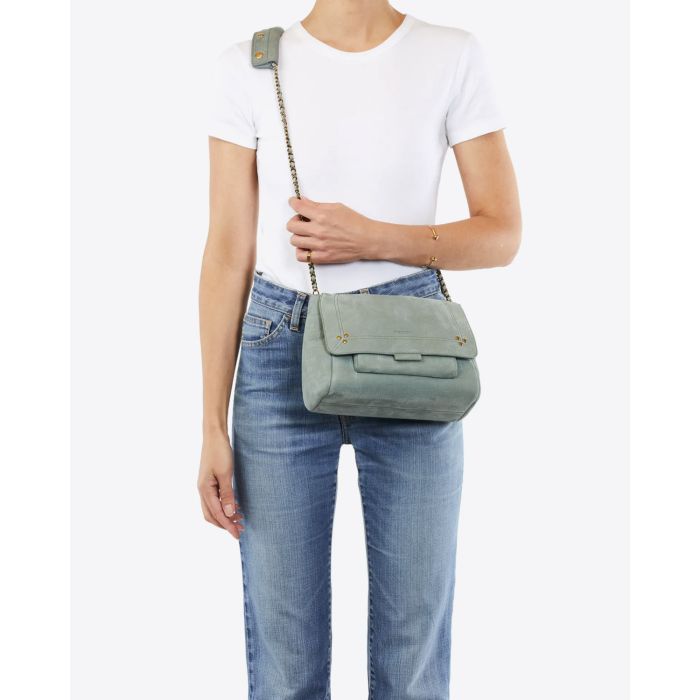 Jérôme Dreyfuss Sac Lulu M – Cuir Suédé Croco Amande